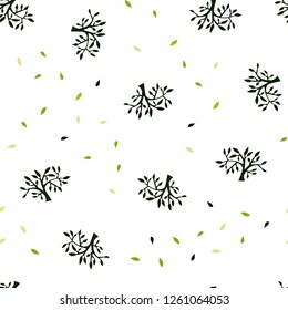 Light Green, Yellow vector seamless doodle texture with leaves, branches. Colorful illustration in doodle style with leaves, branches. Pattern for trendy fabric, wallpapers.