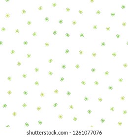 Light Green, Yellow vector seamless layout with bright snowflakes. Modern geometrical abstract illustration with snowflakes. Texture for window blinds, curtains.