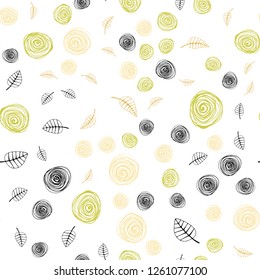 Light Green, Yellow vector seamless elegant background with leaves and flowers. An elegant bright illustration with leaves and flowers. Pattern for design of fabric, wallpapers.