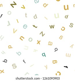 Light Green, Yellow vector seamless layout with latin alphabet. Shining illustration with ABC symbols on abstract template. Pattern for trendy fabric, wallpapers.