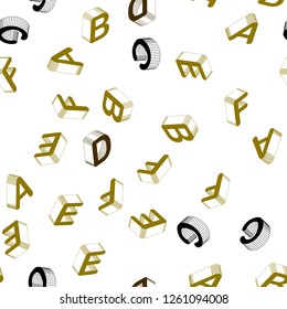 Light Green, Yellow vector seamless background with 3D signs of alphabet. Colorful gradient design in 3D style with signs of alphabet. Texture for window blinds, curtains.
