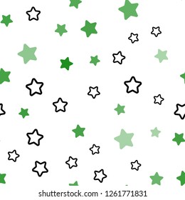 Light Green, Yellow vector seamless texture with beautiful stars. Modern geometrical abstract illustration with stars. Template for business cards, websites.