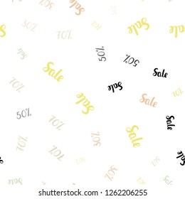 Light Green, Yellow vector seamless texture with selling prices 30, 50, 70 %. Abstract illustration with colorful gradient symbols of sales. Backdrop for ads, leaflets of Black Friday.