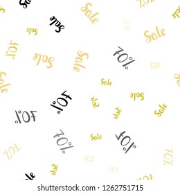 Light Green, Yellow vector seamless cover with symbols of 70 % sales. Colorful set of  percentage signs in simple style. Backdrop for super sales on Black Friday.