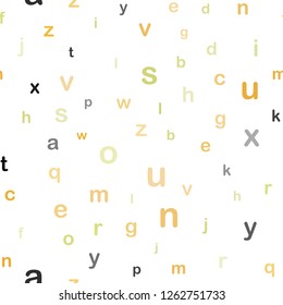 Light Green, Yellow vector seamless backdrop with english symbols. Abstract illustration with colored latin alphabet. Texture for window blinds, curtains.