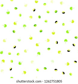 Light Green, Yellow vector seamless pattern with coffee beans, cups. Gradient illustration with coffee beans, tea cups. Template of a black hot beverage in a cafe.