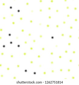 Light Green, Yellow vector seamless template with ice snowflakes. Shining colorful illustration with snow in christmas style. Design for wallpaper, fabric makers.