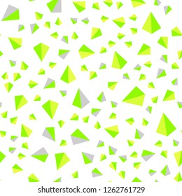 Light Green, Yellow vector seamless, isometric background with triangles. Illustration with set of colorful triangles. Template for business cards, websites.