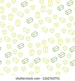 Light Green, Yellow vector seamless, isometric template with rhombus. Abstract gradient illustration with rectangles. Template for business cards, websites.