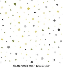 Light Green, Yellow vector seamless cover with polygonal style with circles. Illustration with colorful circles, triangles, rectangles. Trendy design for wallpaper, fabric makers.