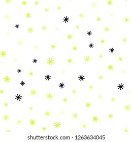 Light Green, Yellow vector seamless background with xmas snowflakes. Modern geometrical abstract illustration with snowflakes. Design for wallpaper, fabric makers.