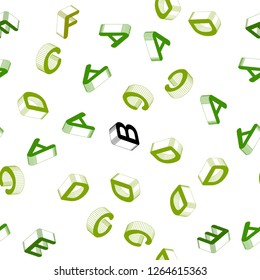 Light Green, Yellow vector seamless layout with 3D latin alphabet. Abstract illustration with colorful 3D latin alphabet. Design for textile, fabric, wallpapers.
