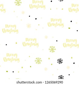 Light Green, Yellow vector seamless layout with bright snowflakes. Glitter abstract illustration with crystals of ice. Pattern for design of window blinds, curtains.