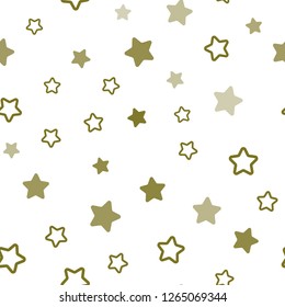 Light Green, Yellow vector seamless cover with small and big stars. Blurred decorative design in simple style with stars. Design for textile, fabric, wallpapers.