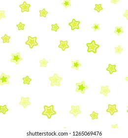 Light Green, Yellow vector seamless background with colored stars. Shining colored illustration with stars. Design for textile, fabric, wallpapers.