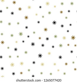 Light Green, Yellow vector seamless layout with bright snowflakes. Modern geometrical abstract illustration with snowflakes. Design for wallpaper, fabric makers.