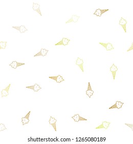 Light Green, Yellow vector seamless texture with delicious ice-cream. Decorative illustration with ice-cream on abstract template. Pattern for menu of cafes and restaurants.