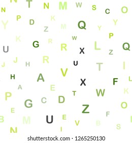 Light Green, Yellow vector seamless texture with ABC characters. Shining colorful illustration with isolated letters. Design for textile, fabric, wallpapers.