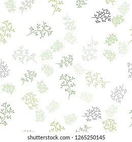 Light Green, Yellow vector seamless elegant wallpaper with branches. Abstract illustration with leaves, branches in doodles style. Pattern for trendy fabric, wallpapers.