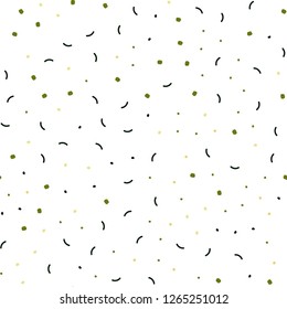 Light Green, Yellow vector seamless texture with disks, lines. Illustration with set of colorful abstract circles and lines. Pattern for design of fabric, wallpapers.