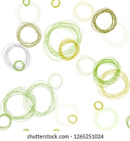 Light Green, Yellow vector seamless pattern with spheres. Beautiful colored illustration with blurred circles in nature style. Pattern for design of fabric, wallpapers.
