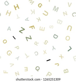 Light Green, Yellow vector seamless template with isolated letters. Shining colorful illustration with isolated letters. Pattern for trendy fabric, wallpapers.