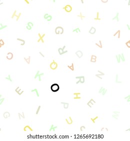 Light Green, Yellow vector seamless texture with ABC characters. Colored alphabet signs with gradient on white background. Pattern for trendy fabric, wallpapers.