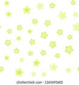Light Green, Yellow vector seamless background with colored stars. Modern geometrical abstract illustration with stars. Pattern for trendy fabric, wallpapers.