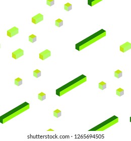 Light Green, Yellow vector seamless, isometric template with rhombus. Modern abstract illustration with colorful rectangles. Texture for window blinds, curtains.