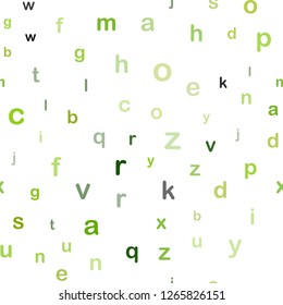 Light Green, Yellow vector seamless backdrop with english symbols. Colored alphabet signs with gradient on white background. Design for wallpaper, fabric makers.