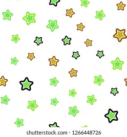 Light Green, Yellow vector seamless cover with small and big stars. Stars on blurred abstract background with gradient. Template for business cards, websites.