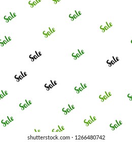 Light Green, Yellow vector seamless template with selling words. Colored words of sales with gradient on white background. Backdrop for super sales on Black Friday.