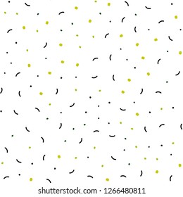 Light Green, Yellow vector seamless backdrop with dots and lines. Abstract illustration with colorful discs and triangles. Design for textile, fabric, wallpapers.
