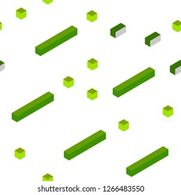 Light Green, Yellow vector seamless, isometric cover in polygonal style. Beautiful illustration with rectangles and squares. Design for textile, fabric, wallpapers.