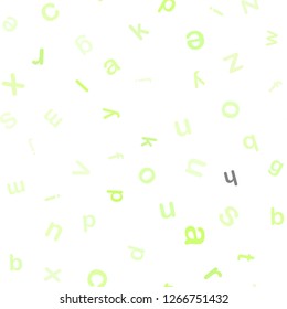 Light Green, Yellow vector seamless backdrop with english symbols. Blurred design in simple style with signs of alphabet. Pattern for trendy fabric, wallpapers.