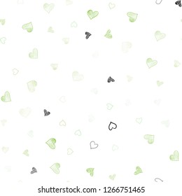 Light Green, Yellow vector seamless pattern with colorful hearts. Illustration with hearts in love concept for valentine's day. Template for Valentine's greeting postcards.