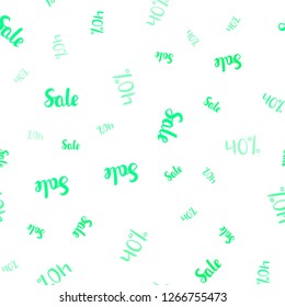 Light Green, Yellow vector seamless texture with selling prices 40 %. Colorful set of  percentage signs in simple style. Design for business ads, commercials.