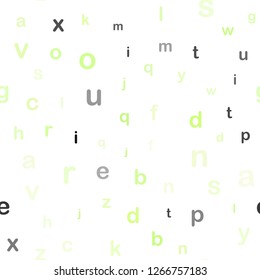 Light Green, Yellow vector seamless template with isolated letters. Colored alphabet signs with gradient on white background. Template for business cards, websites.