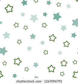 Light Green, Yellow vector seamless pattern with christmas stars. Blurred decorative design in simple style with stars. Texture for window blinds, curtains.