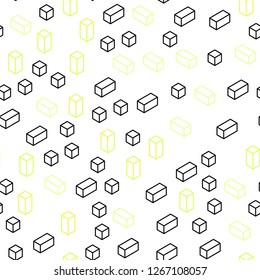 Light Green, Yellow vector seamless, isometric pattern in square style. Rectangles on abstract background with colorful gradient. Design for textile, fabric, wallpapers.