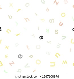 Light Green, Yellow vector seamless texture with ABC characters. Shining colorful illustration with isolated letters. Pattern for trendy fabric, wallpapers.
