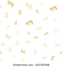 Light Green, Yellow vector seamless template with 30, 50, 70% selling. Colorful set of  percentage signs in simple style. Design for business ads, commercials.