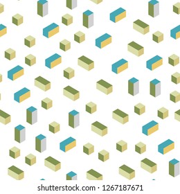 Light Green, Yellow vector seamless, isometric layout with lines, rectangles. Illustration with set of colorful rectangles. Pattern for design of fabric, wallpapers.