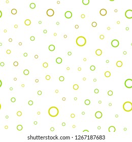 Light Green, Yellow vector seamless backdrop with dots. Beautiful colored illustration with blurred circles in nature style. Pattern can be used for ads, leaflets.