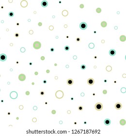 Light Green, Yellow vector seamless cover with spots. Beautiful colored illustration with blurred circles in nature style. Template for business cards, websites.