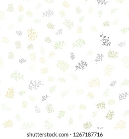 Light Green, Yellow vector seamless doodle texture with leaves, branches. Leaves and branches with gradient on white background. Trendy design for wallpaper, fabric makers.