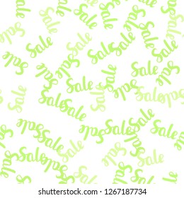 Light Green, Yellow vector seamless texture with selling prices 70, 90 %. Illustration with signs of sales on abstract template. Backdrop for mega promotions, discounts.