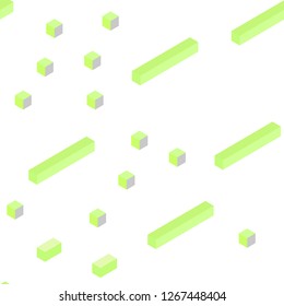 Light Green, Yellow vector seamless, isometric pattern in square style. Glitter abstract illustration with rectangular shapes. Template for business cards, websites.