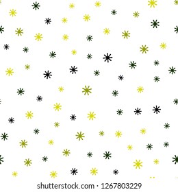 Light Green, Yellow vector seamless texture with colored snowflakes. Colorful snowflakes with gradient on abstract background. Texture for window blinds, curtains.
