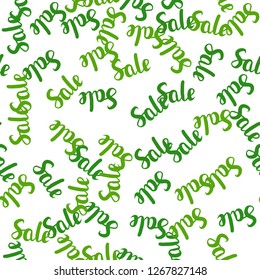 Light Green, Yellow vector seamless layout with discount of 70, 90%. Colored words of sales with gradient on white background. Template for season sales, shopping ads.